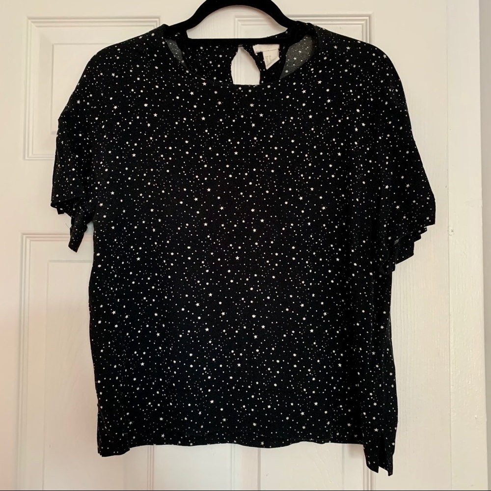 H&M Black and White Stars Blouse size 6